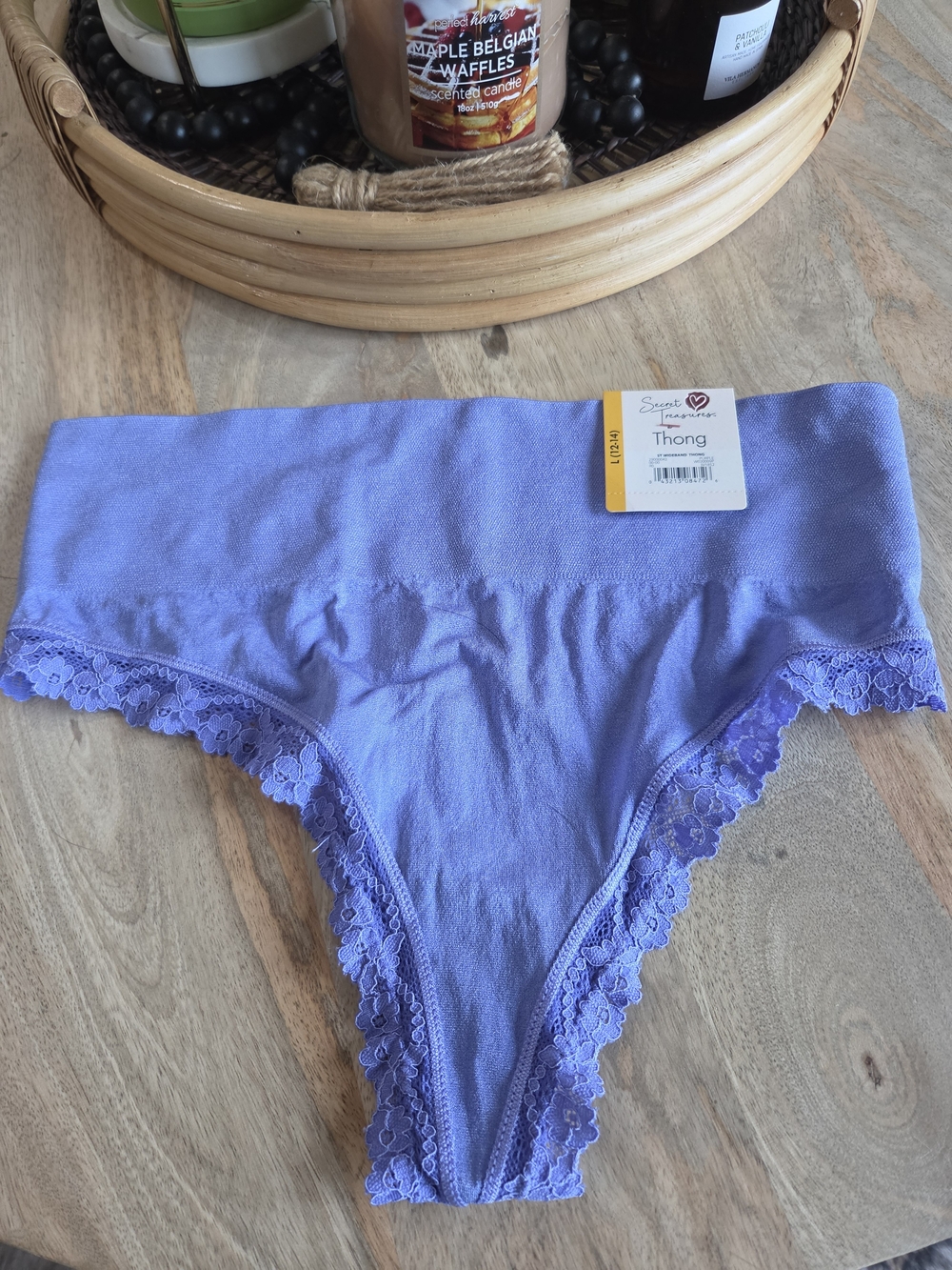 Secret Treasures Lavender Lace-Edged High-Waist Thong